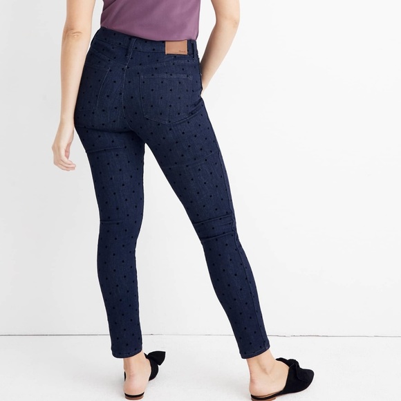 Madewell Flocked Dot 9" High Waist Skinny Jeans 25 - Picture 3 of 8